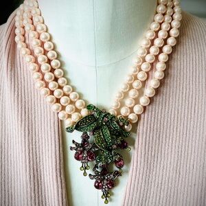 Heidi Daus 🆕 “Beautiful Bleeding Heart” 3 strands Floral necklace